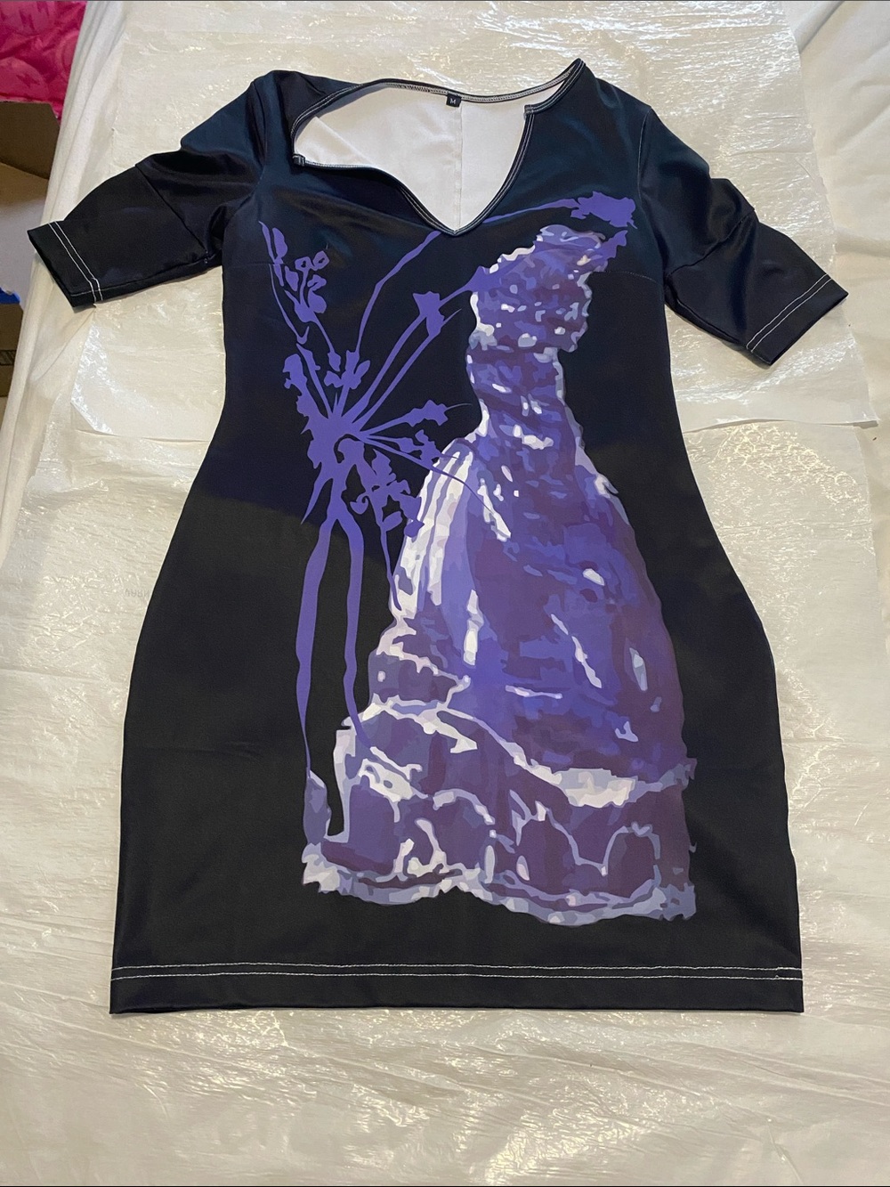 Black Dress with Purple Dress-Print Mini — Women (inspired by vanderpump rules)